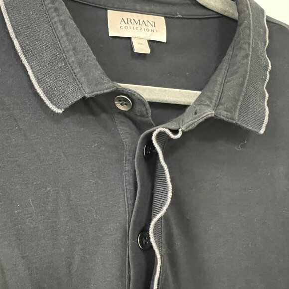 Armani Collezioni Men's Black Polo with White Collar Trim - Size XXL - Picture 3 of 4